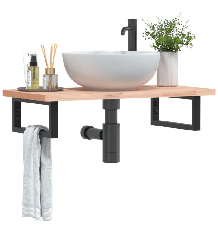 Supports d'étagères pour lavabo 2 pcs noir rectangulaire acier | Mobilier & Déco