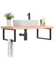 Étagère de vasque murale acier et bois massif de hêtre | Mobilier & Déco