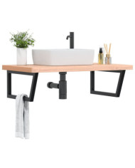 Étagère de vasque murale acier et bois massif de hêtre | Mobilier & Déco