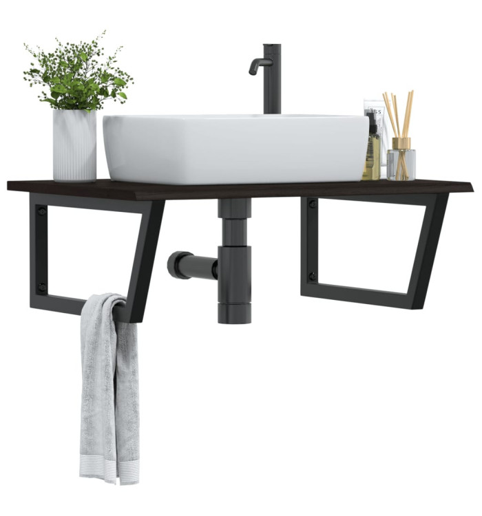 Étagère de vasque murale acier et bois de chêne massif | Mobilier & Déco
