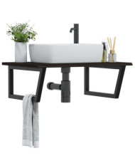 Étagère de vasque murale acier et bois de chêne massif | Mobilier & Déco