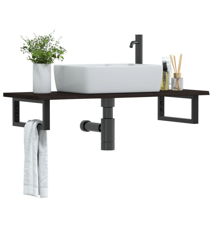 Étagère de vasque murale acier et bois de chêne massif | Mobilier & Déco