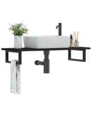 Étagère de vasque murale acier et bois de chêne massif | Mobilier & Déco
