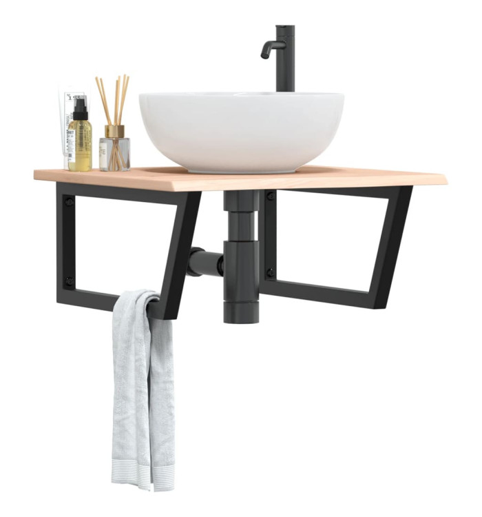Étagère de vasque murale acier et bois de chêne massif | Mobilier & Déco