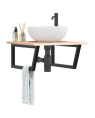 Étagère de vasque murale acier et bois de chêne massif | Mobilier & Déco