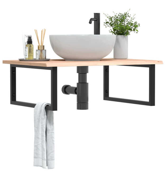 Étagère de vasque murale acier et bois de chêne massif | Mobilier & Déco