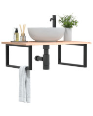 Étagère de vasque murale acier et bois de chêne massif | Mobilier & Déco