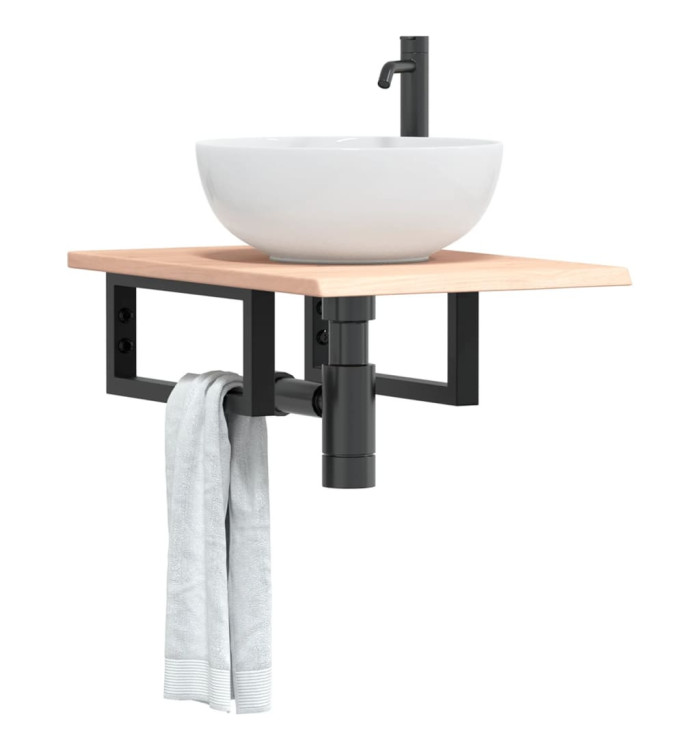 Étagère de vasque murale acier et bois de chêne massif | Mobilier & Déco