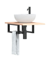 Étagère de vasque murale acier et bois de chêne massif | Mobilier & Déco