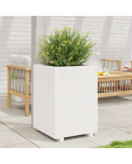 Jardinière blanc 50x50x72,5 cm bois de pin massif | Mobilier & Déco
