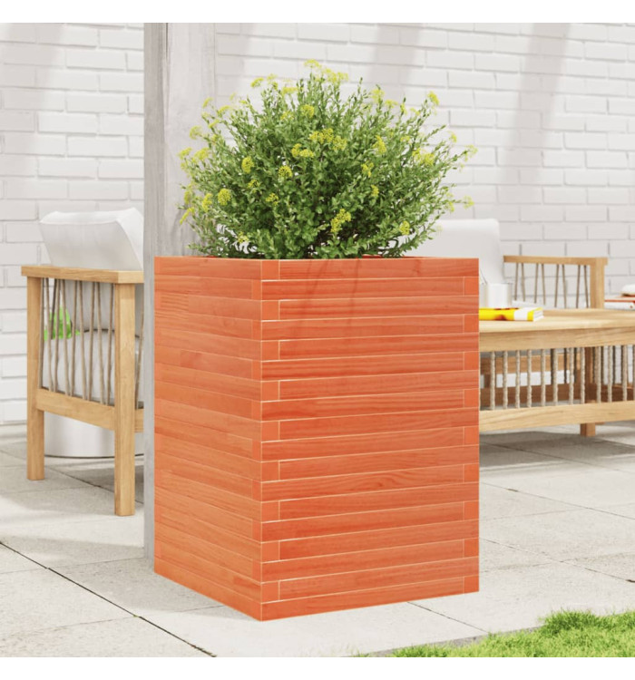 Jardinière cire marron 50x50x68,5 cm bois de pin massif | Mobilier & Déco