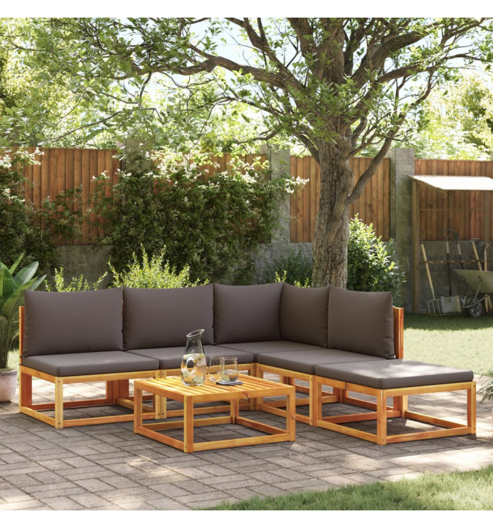 Salon de jardin avec coussins 6 pcs bois d'acacia solide | Mobilier & Déco