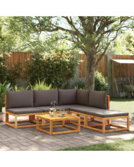 Salon de jardin avec coussins 6 pcs bois d'acacia solide | Mobilier & Déco