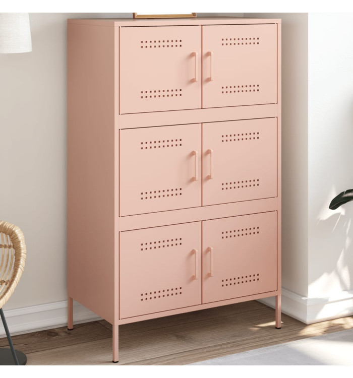 Buffet haut rose 68x39x113 cm acier | Mobilier & Déco