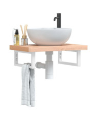 Étagère de vasque murale acier et bois massif de hêtre | Mobilier & Déco