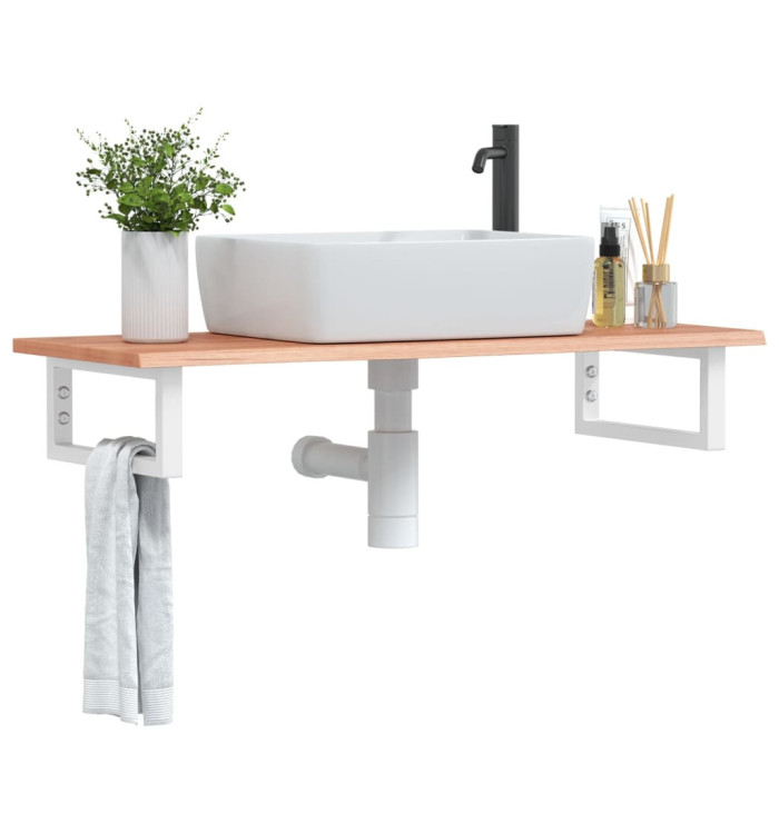 Étagère de vasque murale acier et bois de chêne massif | Mobilier & Déco