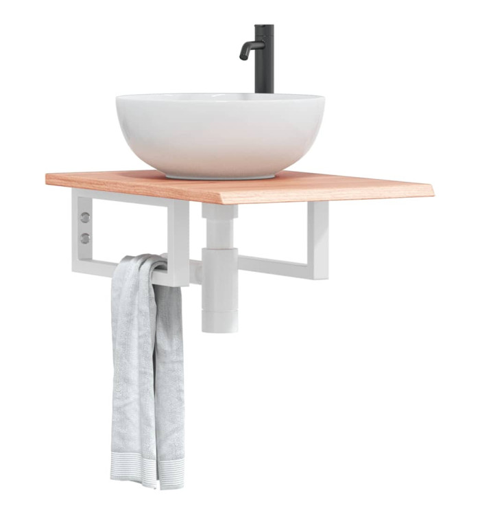 Étagère de vasque murale acier et bois de chêne massif | Mobilier & Déco