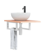 Étagère de vasque murale acier et bois de chêne massif | Mobilier & Déco