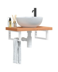 Étagère de vasque murale acier et bois massif de hêtre | Mobilier & Déco