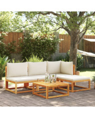 Salon de jardin avec coussins 5 pcs Bois d'acacia solide | Mobilier & Déco
