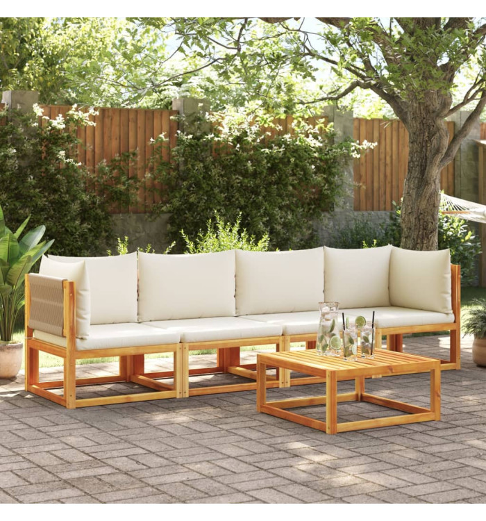 Salon de jardin avec coussins 4 pcs bois d'acacia massif | Mobilier & Déco