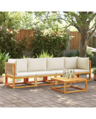 Salon de jardin avec coussins 4 pcs bois d'acacia massif | Mobilier & Déco