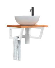 Étagère de vasque murale acier et bois massif de hêtre | Mobilier & Déco