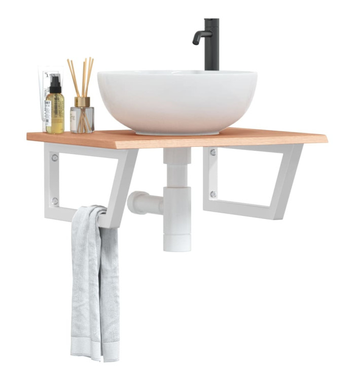 Étagère de vasque murale acier et bois de chêne massif | Mobilier & Déco