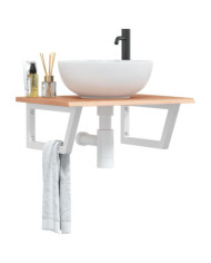 Étagère de vasque murale acier et bois de chêne massif | Mobilier & Déco