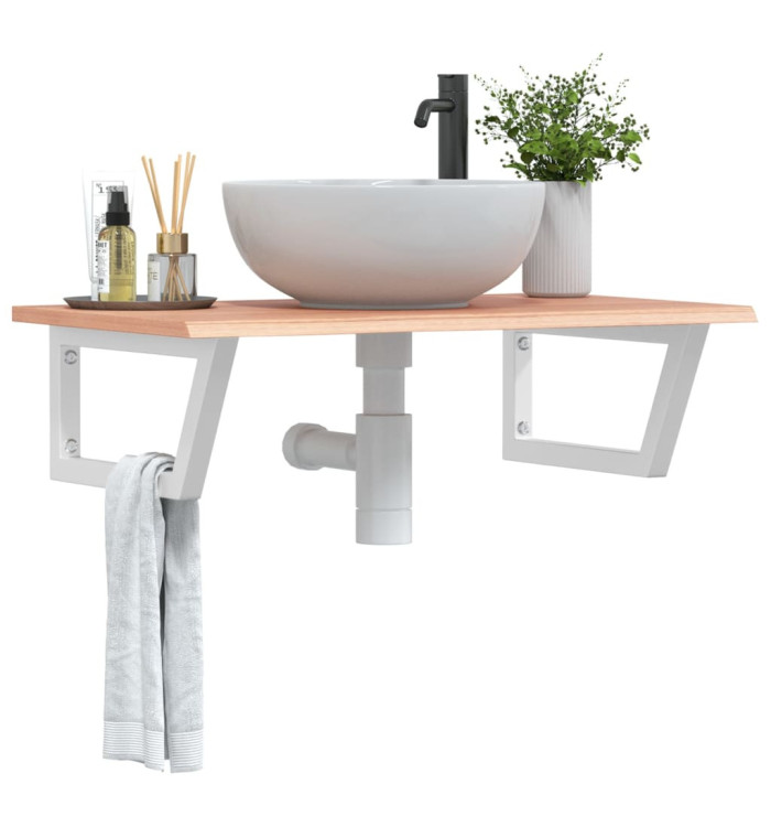 Étagère de vasque murale acier et bois de chêne massif | Mobilier & Déco