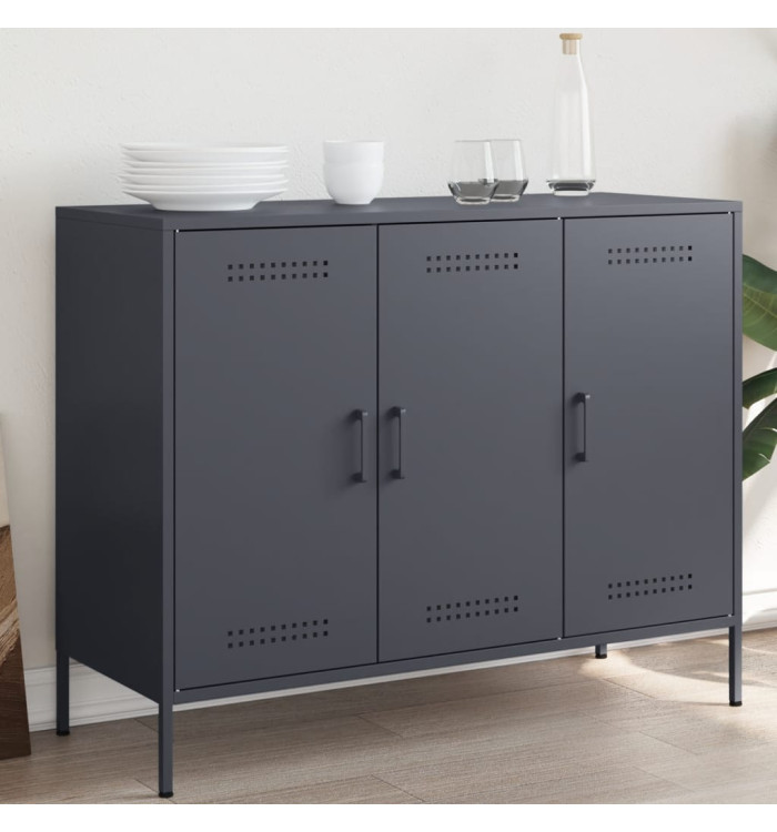 Buffet anthracite 100,5x39x79 cm acier | Mobilier & Déco