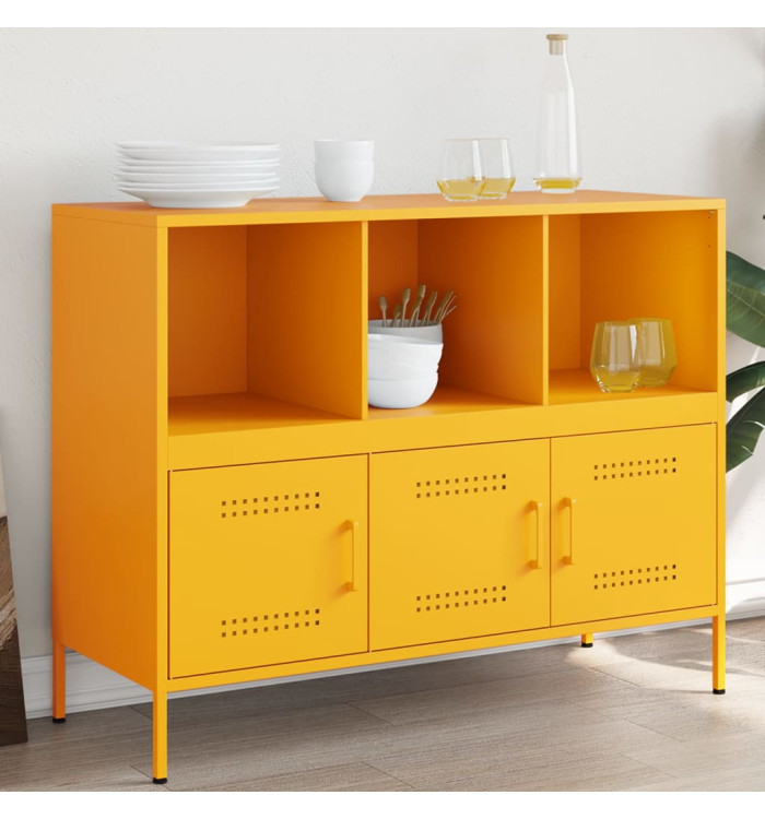 Buffet jaune moutarde 100,5x39x79 cm acier | Mobilier & Déco
