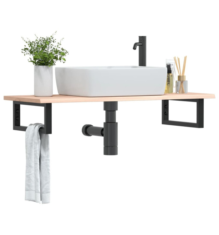 Étagère de vasque murale acier et bois de chêne massif | Mobilier & Déco