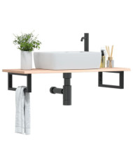Étagère de vasque murale acier et bois de chêne massif | Mobilier & Déco