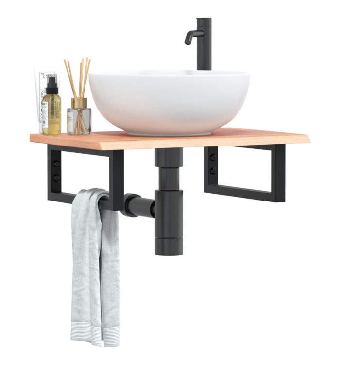 Étagère de vasque murale acier et bois de chêne massif | Mobilier & Déco