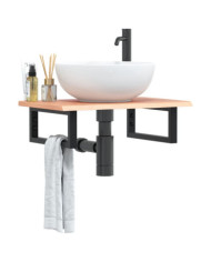 Étagère de vasque murale acier et bois de chêne massif | Mobilier & Déco