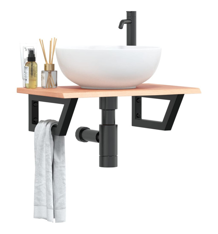 Étagère de vasque murale acier et bois de chêne massif | Mobilier & Déco