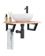 Étagère de vasque murale acier et bois de chêne massif | Mobilier & Déco