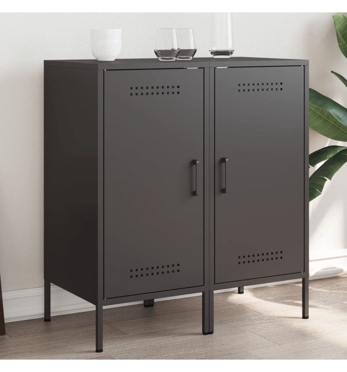 Buffets 2 pcs noir 36x39x79 cm acier | Mobilier & Déco