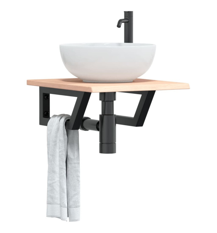 Étagère de vasque murale acier et bois de chêne massif | Mobilier & Déco