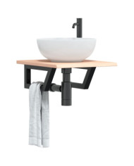 Étagère de vasque murale acier et bois de chêne massif | Mobilier & Déco