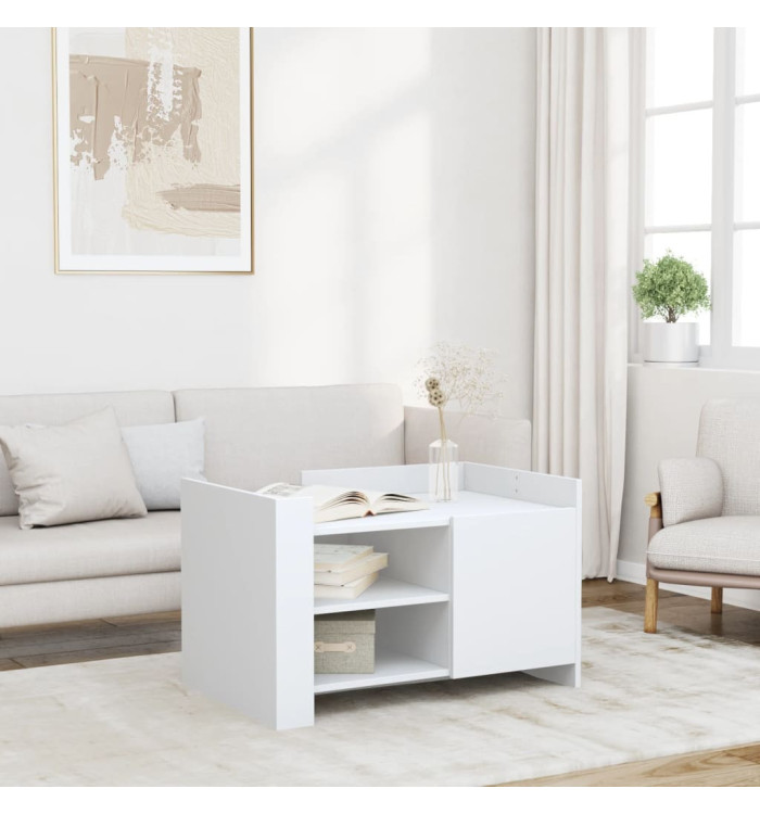 Table basse blanc 80x50x50 cm bois d'ingénierie | Mobilier & Déco