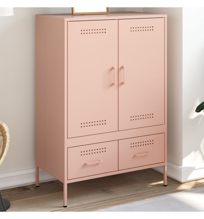 Buffet haut rose 68x39x101,5 cm acier | Mobilier & Déco