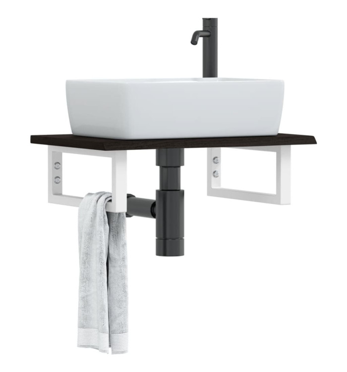 Étagère de vasque murale acier et bois de chêne massif | Mobilier & Déco