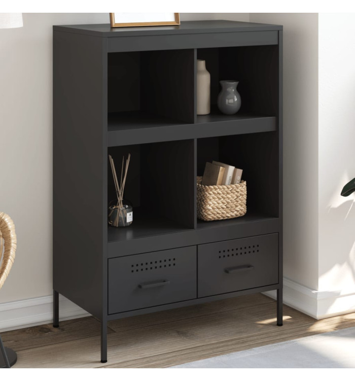 Buffet haut noir 68x39x101,5 cm acier | Mobilier & Déco