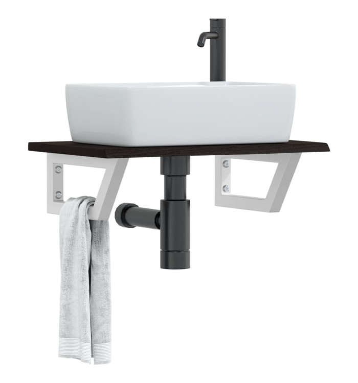 Étagère de vasque murale acier et bois de chêne massif | Mobilier & Déco