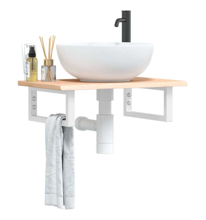 Étagère de vasque murale acier et bois de chêne massif | Mobilier & Déco