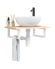 Étagère de vasque murale acier et bois de chêne massif | Mobilier & Déco