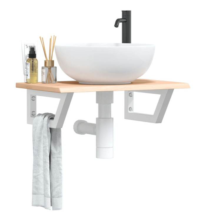 Étagère de vasque murale acier et bois de chêne massif | Mobilier & Déco