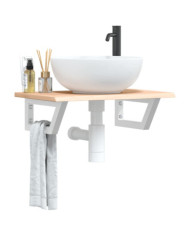 Étagère de vasque murale acier et bois de chêne massif | Mobilier & Déco